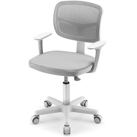 GOPLUS Chaise Bureau Enfant, Chaise d'Étude avec Dossier Ergonomique et Siège Pivotant à 360°, Hauteur Réglable 40-54cm, Charge 150 Kg, pour Chambre d'enfant, (Gris)