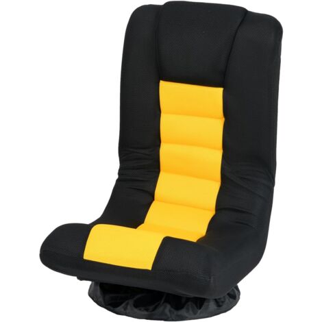 GOPLUS Chaise de Sol Pivotante à 360° et Pliable, Dossier Réglable à 4 Positions, Oreiller Cervical, 80 x 47 x 65 CM, Fauteuil Paresseux Rembourré en Eponge, Charge 140 kg