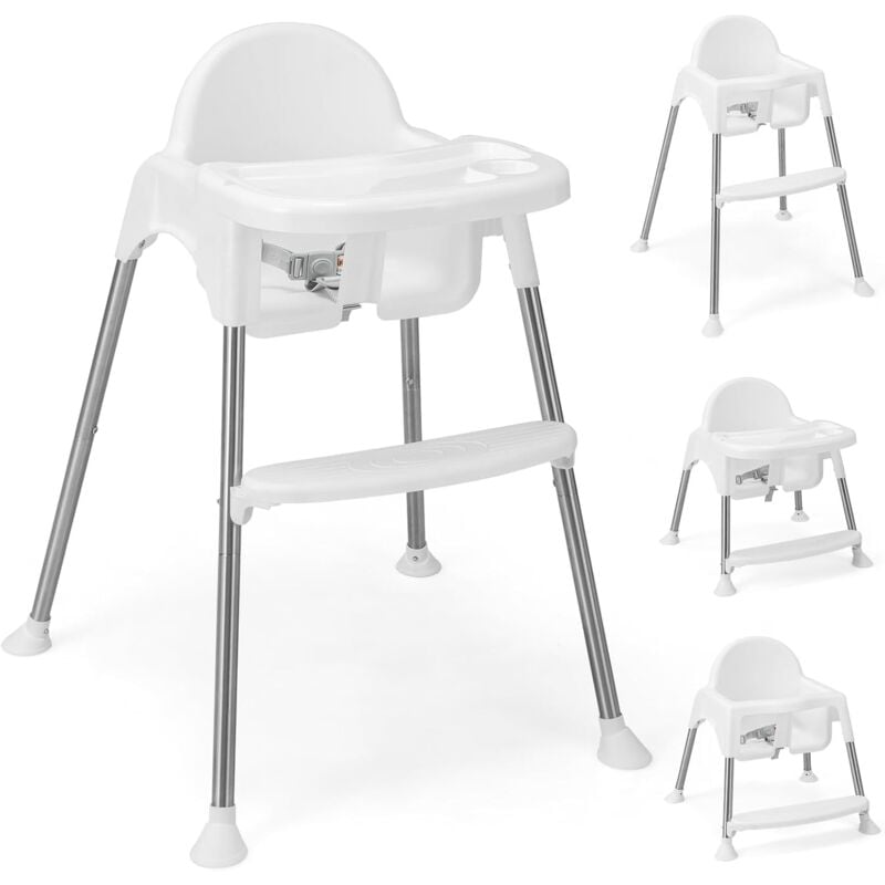 Chaise Haute Bébé, Chaise Haute Évolutive 4 en 1 pour 6 à 36 Mois, avec Plateau Amovible & Hauteur Réglable, Chaise d'Alimentation pour Tout-Petits