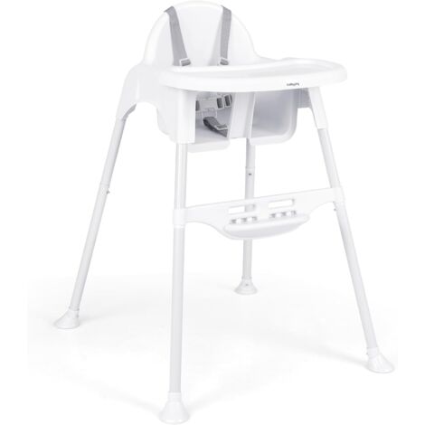 GOPLUS Chaise Haute Bébé Évolutive 4 en1, Chaise Haute Convertible pour 6-36 Mois avec Plateau Réglable Amovible, Repose-Pieds, Harnais de Sécurité 5 Points, Lavable en Machine, Charge 15 KG (Blanc)