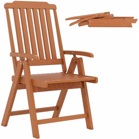 GOPLUS Chaise Jardin Exterieur Pliante, Fauteuil d'Extérieur en HDPE avec Siège à Lattes, Résistant aux Intempéries, Charge 150 kg,pour Salle à Manger,Balcon,55 x 63 x 101 cm (Naturel)