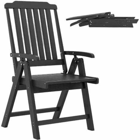 GOPLUS Chaise Jardin Exterieur Pliante, Fauteuil d'Extérieur en HDPE avec Siège à Lattes, Résistant aux Intempéries, Charge 150 kg,pour Salle à Manger,Balcon,55 x 63 x 101 cm (Noir)