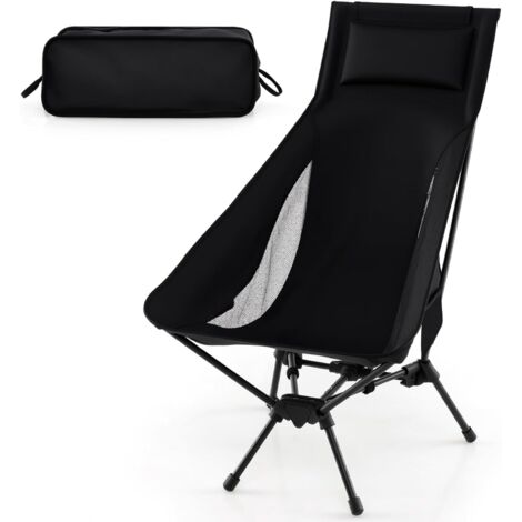 GOPLUS Chaise Pliante Camping, Chaise de Randonnée Pliable Ultra-Leger avec Dossier Haut, SacTransport Compact, Coussin, pour Extérieur Randonnée, Plage, Pique-Nique, Voyage & Sports, Charge 150 kg