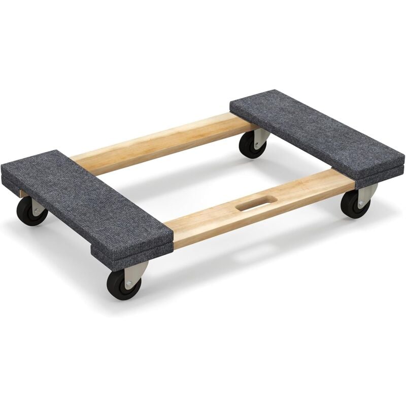 Goplus - Chariot à 4 Roues Universelles 77X47 CM,Chariot de Déménageur de Meubles de 450KG,Chariot Roulant Robuste en Bois d'Acacia