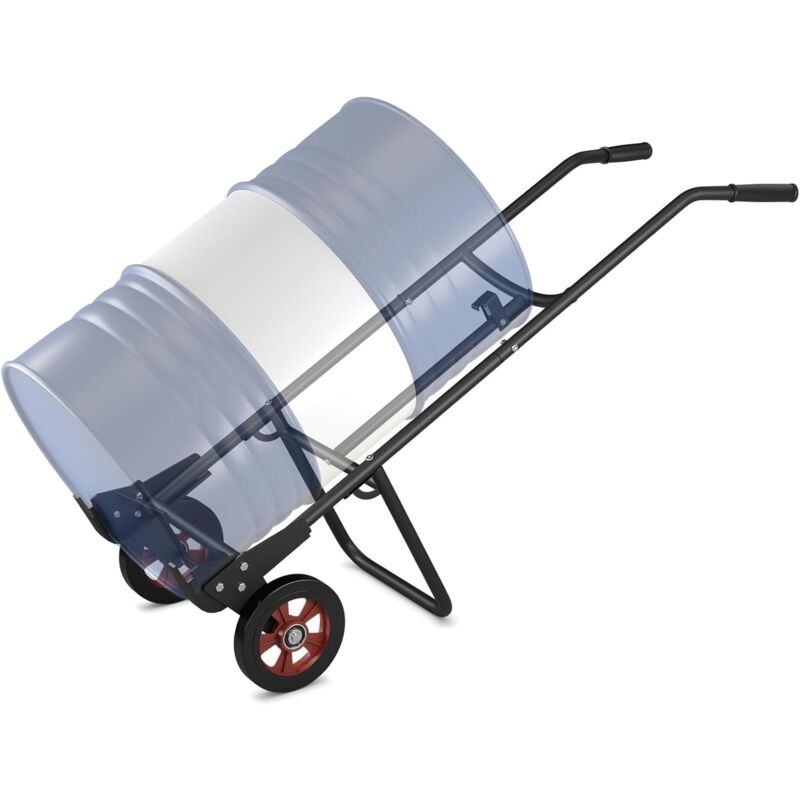 Diable à Main avec Capacité de 545 KG,Chariot de Transport Métallique pour Fûts d'Huile avec 2 Roues en Caoutchouc - Goplus