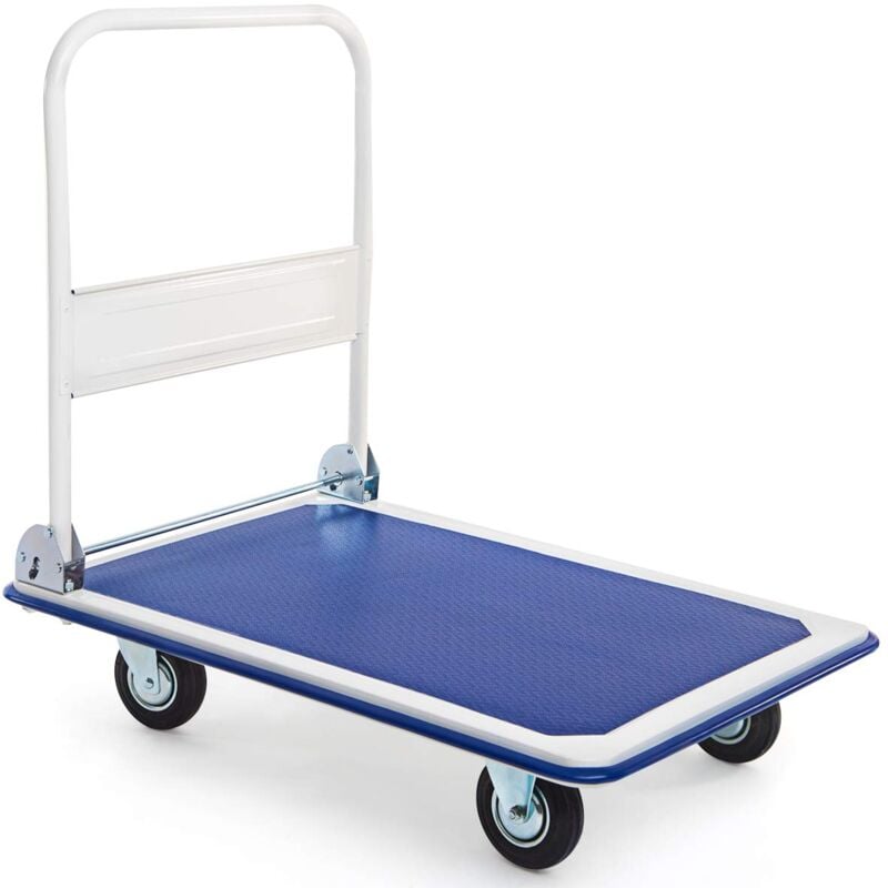 Goplus - Chariot Plateforme Pliable de Transport a 4 Roues en Polyurethane Plateforme en Caoutchouc Antiderapant pour Entrepot de Demenagement,