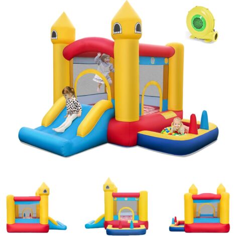 Goplus – Château gonflable 4-en-1 pour enfants – Toboggan, piscine, espace de saut – Charge max 90 kg – Dimensions 305 x 285 x 239 cm