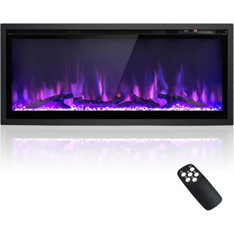 Cheminée électrique 750W/1500W, 3 Modes Montage, Cheminée Chauffante avec Télécommande, Minuterie et Température 18-28℃ - Goplus