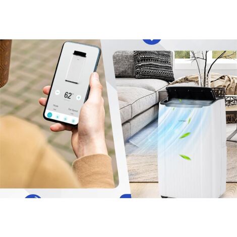 GOPLUS Climatiseur Mobile 12000BTU, Refroidisseur & Chauffage & Ventilateur & Déshumidificateur, App, Minuterie24H [Classe énergétique A]