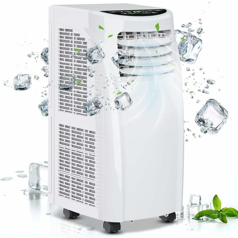 Climatiseur mobile Goplus Climatiseur Mobile 3 en 1 4 Roues Deplacement Facile Blanc Classe a