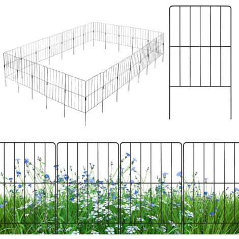 Goplus – Clôture décorative de jardin en métal – Lot de 12 panneaux 61 x 33 cm – Résistante aux intempéries – Installation rapide sans outil