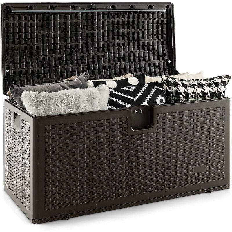 Goplus - Coffre de Rangement étanche 276L,Grande Boîte de Rangement Intérieur/Extérieur en Résine Verrouillable pour Jouets/Outils