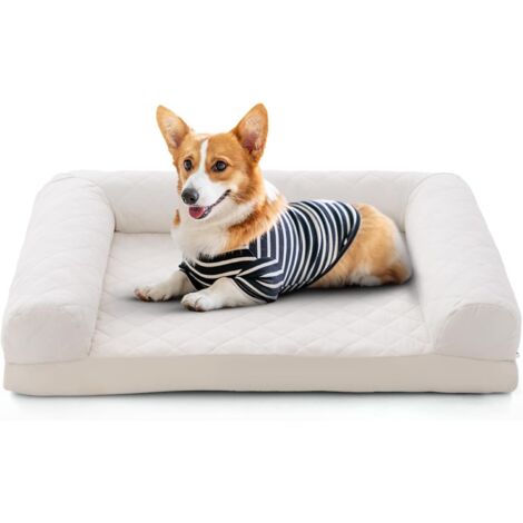 GOPLUS Coussin Chien Orthopédique avec Mousse en Nid d'abeille et Bords Hauts, Lit pour Chien Mousse de Soutien, Housse Lavable et Fond Antidérapant, Lit Canapé pour Petits et Moyens Chiens
