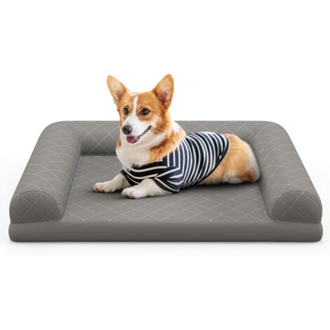 GOPLUS Coussin Chien Orthopédique avec Mousse en Nid d'abeille et Bords Hauts, Lit pour Chien Mousse de Soutien, Housse Lavable et Fond Antidérapant, Lit Canapé pour Petits et Moyens Chiens