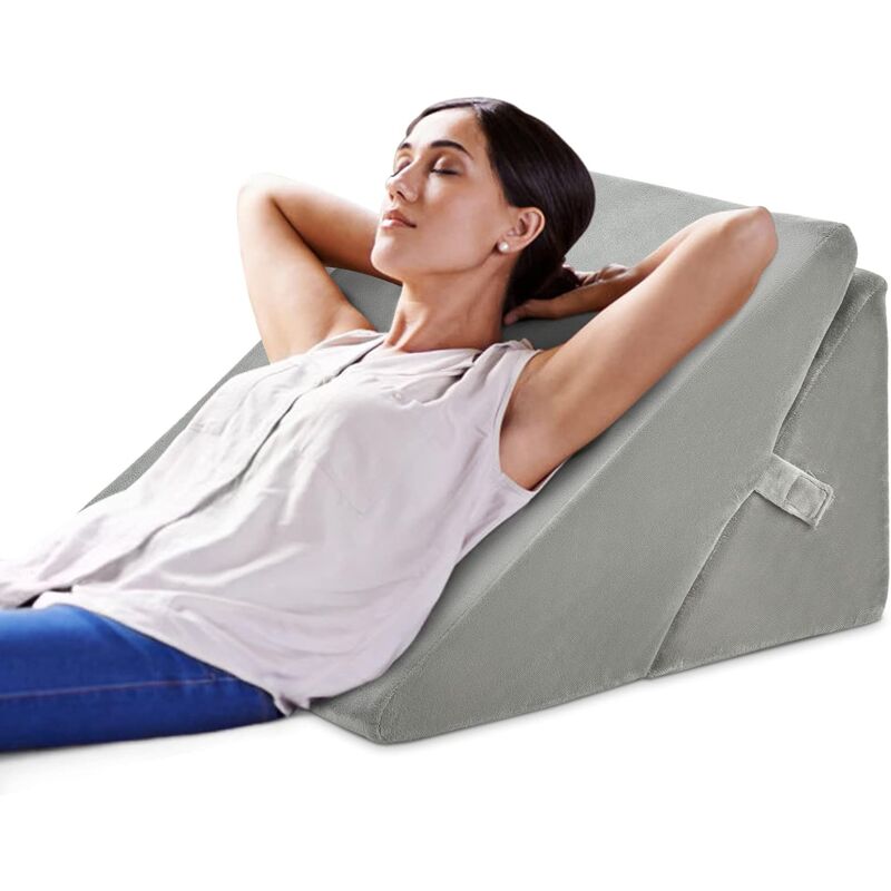 Goplus - Coussin de Soutien Triangulaire Polyvalent, Coussin de Dossier pour Lit, Couchette, Canapé, Oreiller Anti-Stress Thérapeutique pour Soulager