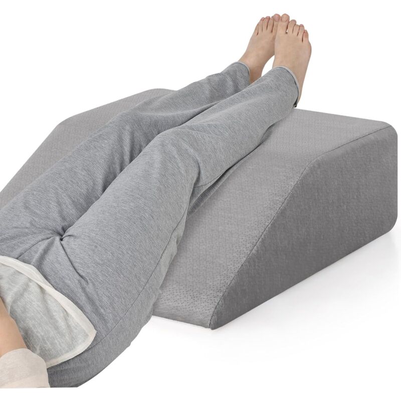 Goplus - Coussin Repose-Jambes 60x54,5x20CM-Coussin Lecture Lavable Anti-Stress pour Soulager Douleurs aux Genoux et Dos Gris