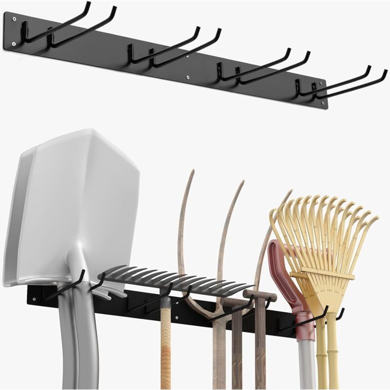 Goplus - Crochet Organisateur de Rangement Mural avec 4 Crochets à Double Couche,Porte-outils Revêtu de Poudre pour Râteau,Pelle,Ski,Balai