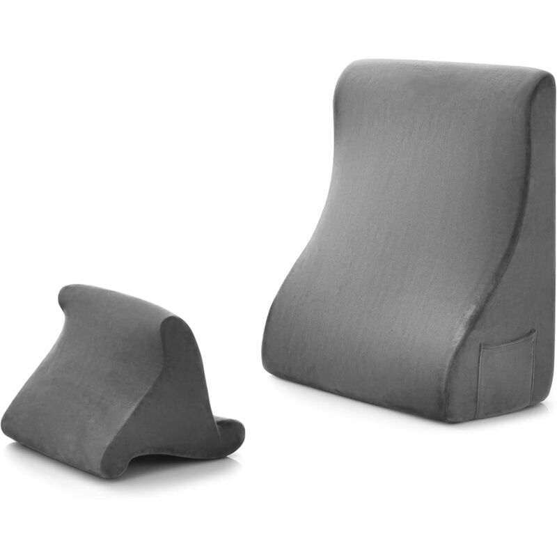 Goplus - Cuscino a Cuneo in Memory Foam, Set di Cuscini Multifunzionali con Tasca Laterale, Supporto per collo/schiena/gambe, Rivestimento Lavabile,