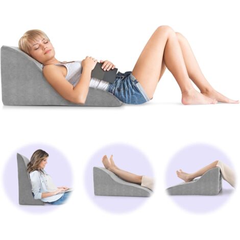 GOPLUS Cuscino a Cuneo in Schiuma, Cuscino Cuneiforme per Letto, Cuscino Inclinato per Dormire, Cuscino Ergonomico a Cuneo, Fodera Rimovibile e Lavabile, Cuscino di Supporto per Tutto Il Corpo