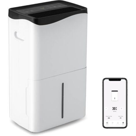 Goplus – Déshumidificateur 50L/jour pour pièces jusqu’à 60㎡ – 4 modes, 2 vitesses, écran tactile, contrôle WiFi, minuterie 24H, protection débordement