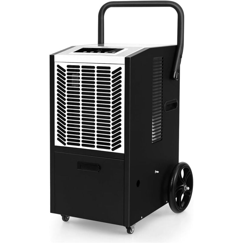Goplus - 66L/Jour Déshumidificateur Industriel pour 418 M²-Minuterie 24H,Mobile avec Pompe/Tuyau de Drainage pour Dégâts d'Eau,pour