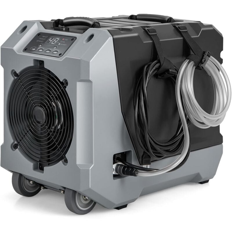Goplus - 85L/Jour Déshumidificateur Industriel pour 465 M²-Minuterie 24H,Mobile avec Pompe/Tuyau de Drainage-Dégivrage Automatique,Noir