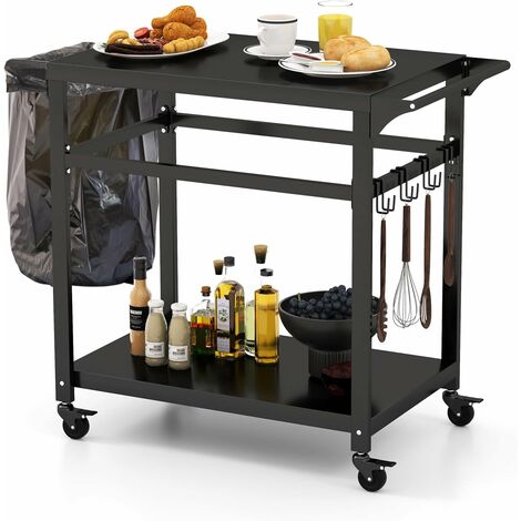 Goplus – Desserte de jardin chariot barbecue avec 4 roues verrouillables – Métal enduit de poudre – Dimensions 108x50,5x88cm – Capacité 50kg