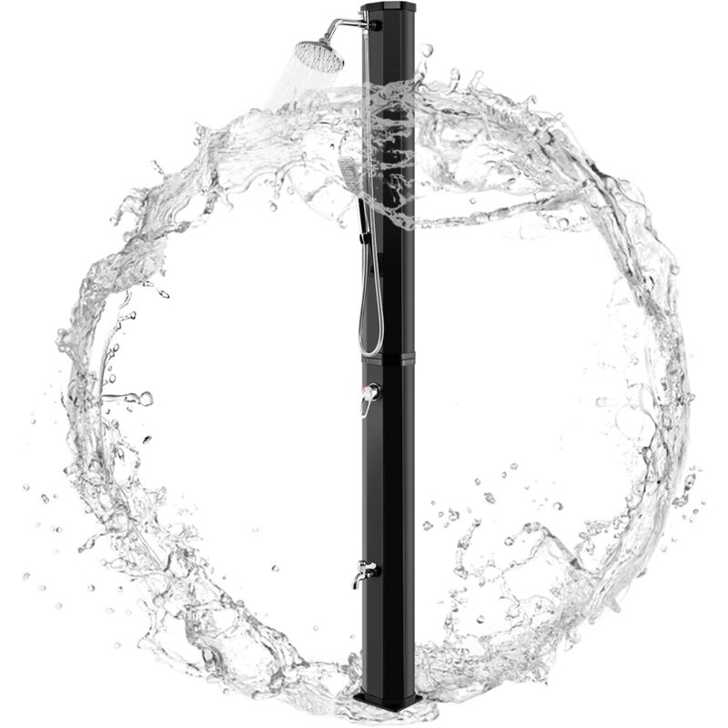 Goplus - Douche D'Extérieur Solaire 217CM 35L Douche de Jardin Chaud Réglage de la Température Jusqu'à 60℃ et de la Pression 3,5Bar pommeau de Douche