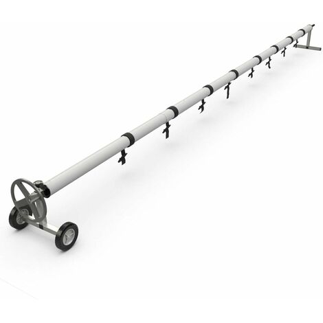 GOPLUS Enrouleur de B?che T��lescopique pour Piscine Enrouleur de Couverture Thermique Tube en Aluminium et Support en Acier Inoxydable Extensible de 420cm �� 466cm