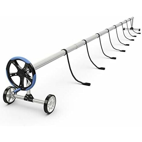 GOPLUS Enrouleur de Couverture Piscine Extensible Jusqu'��5,5M, Aluminium et Acier Inoxydable, Rouleau de Couverture, Moulinet de B?che de Piscine pour Couverture Thermique ou B?che Solaire