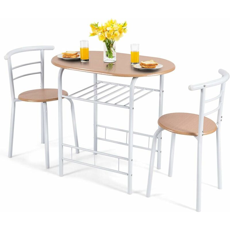 Ensemble de 3 Pièces avec Table et 2 Chaises, Meuble de Salle à Manger, Set de Bistro pour Cuisine, Salle à Manger, Salon, ou Chambres Compactes