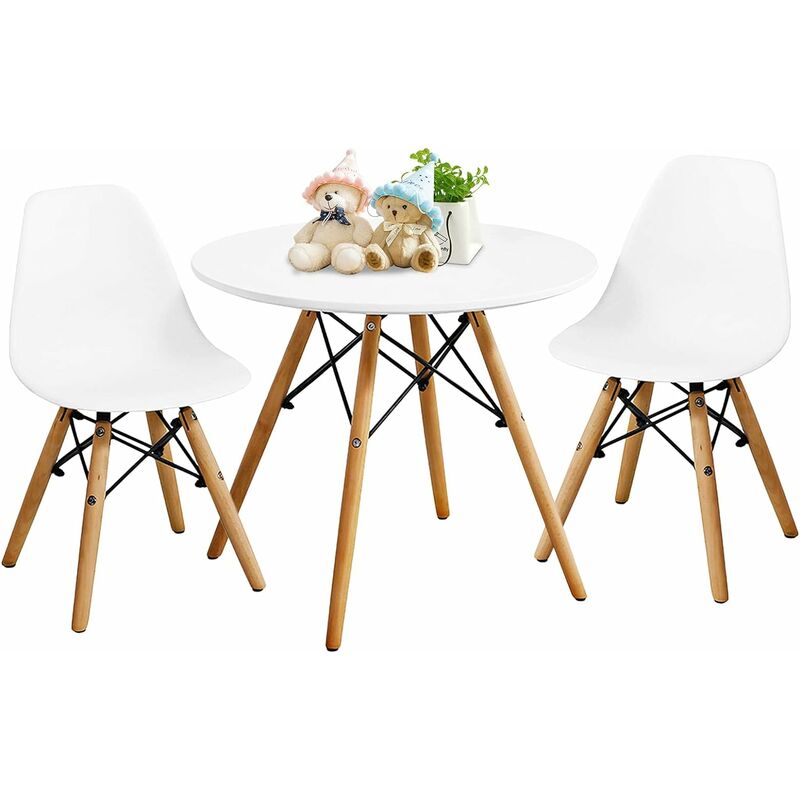 Goplus - Ensemble de Table et Chaises pour Enfants de Style Scandinave, 1 Table et 2/4 Chaises en Plastique et mdf pour Activites d'Etude pour