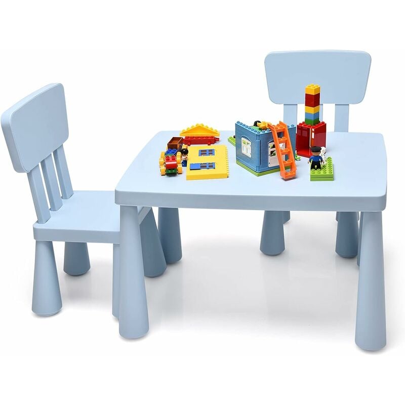 Goplus - Ensemble de Table et Chaises pour Enfants,Table et 2 Chaises en Plastique pour Activites d'etude,Utilisation Interieure ou Exterieure pour