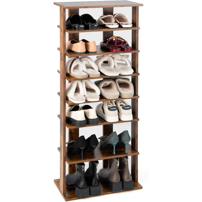 Goplus - tagère à Chaussures 7 Niveaux avec Différentes Hauteurs, Meuble à Chaussures avec Base Carrée Robuste, étagères à Chaussures Multifonction,