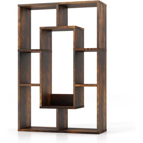 GOPLUS Étagère Bibliothèque à 7 Cubes, Bibliothèque Autoportante avec Dispositifs Anti-basculement pour Bureau, Salon, Chambre, 60 x 20 x 90 cm