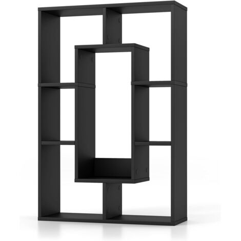 GOPLUS Étagère Bibliothèque à 7 Cubes, Bibliothèque Salon avec Dispositifs Anti-basculement pour Bureau, Chambre, 60 x 20 x 90cm,Noir