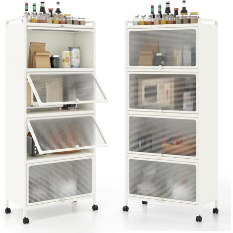Goplus – Étagère de rangement 5 niveaux 60x32x154cm – Métal et PC étanche – Roues pivotantes 360° – Double anti-basculement – Pour salon, cuisine, bureau