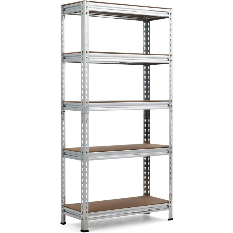 Goplus - tagère de Rangement Garage à 5 Niveaux, Support de Rangement en Métal avec Planches Réglables, Capacité Max. 500 Kg, pour Garde-Manger,