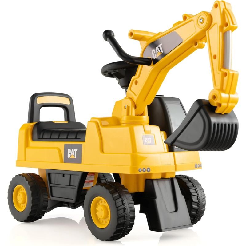 Goplus - Excavateur pour Enfants 1-3 Ans avec Bras à Angle Réglable,Pelleteuse avec Klaxon Simulé,Tractopelle avec Espace de Rangement,Jaune