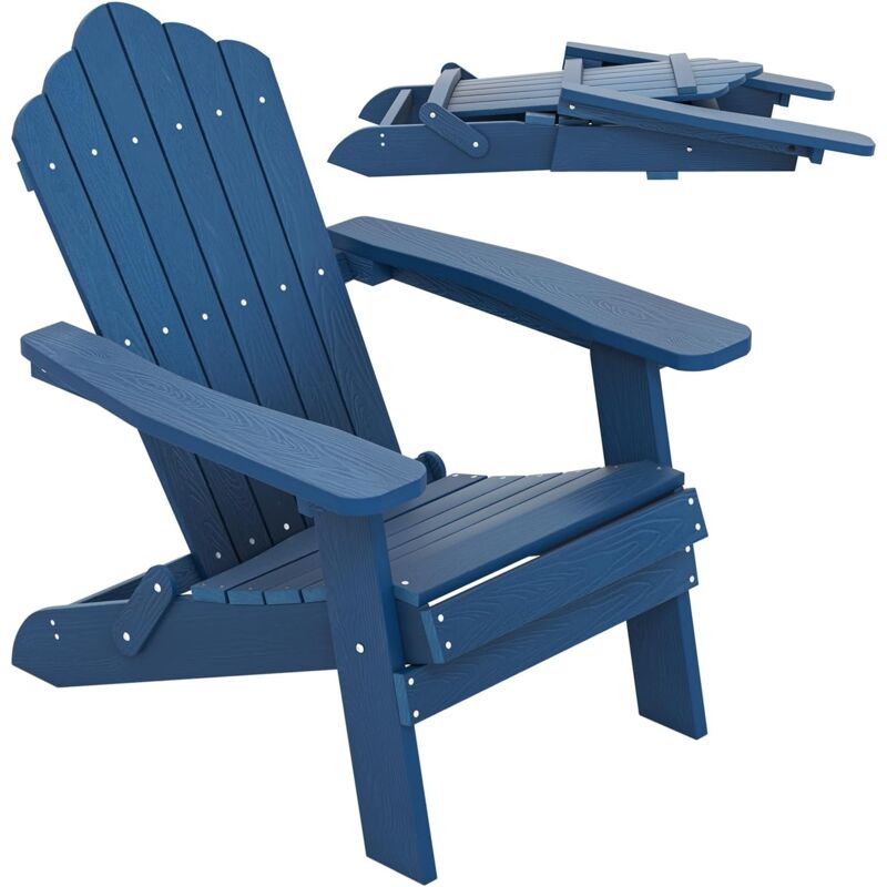 Fauteuil Adirondack de Jardin Pliable,Bleu - Goplus