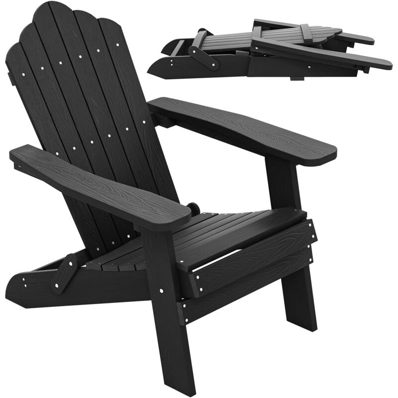 Fauteuil Adirondack de Jardin Pliable,Noir - Goplus
