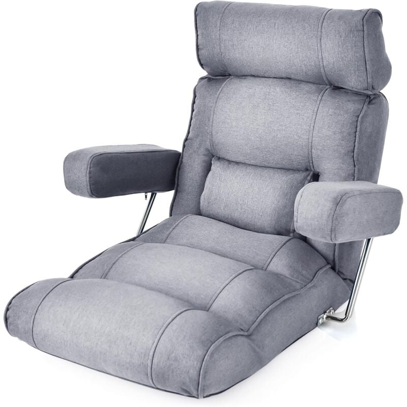 Fauteuil au Sol 1 Place Pliable Réglable, Fauteuil Paresseux avec Appui-tête Réglable à 6 Positions/Support Lombaire/Siège Allongé, Salon, Chambre,