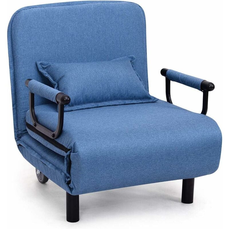 Fauteuil Convertible Pliable avec Accoudoirs, Canape-lit Polyvalent avec Oreiller Rembourre, Couverture Demontable, pour Salon, Bureau, Chambre, 188