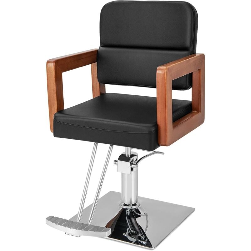 Goplus - Fauteuil de Coiffure, Fauteuil de Barbier Rotatif 360°, Hauteur Réglable, Pompe Hydraulique, Repose-Pieds, Charge 150KG, Noir