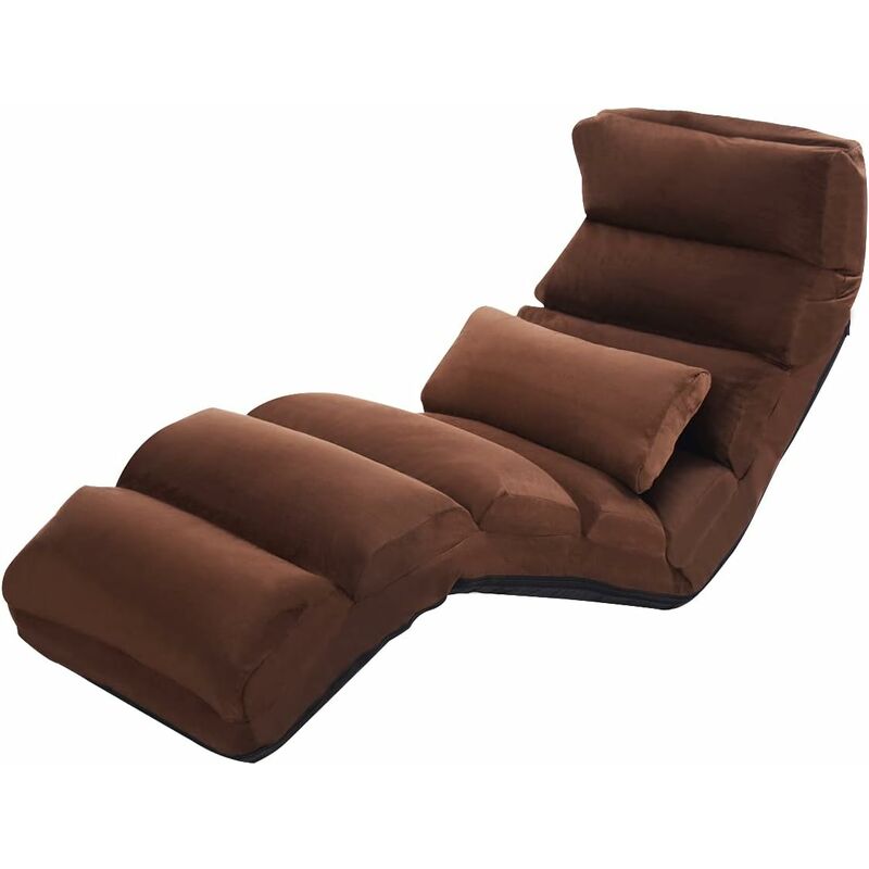 Goplus - Fauteuil de Sol avec Dossier Inclinable Reglable sur 5 Niveaux, Canape Paresseux avec Cadre en Fer et Coussin Chaise de Sol Pliable Longue