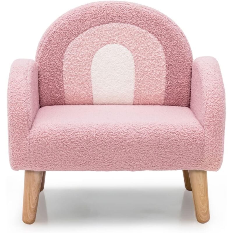 Goplus - Fauteuil pour Enfants en Peluche Teddy et Éponge, Canapé avec Dossier et Accoudoirs Confortables, pour 3 à 5 Ans, Rose