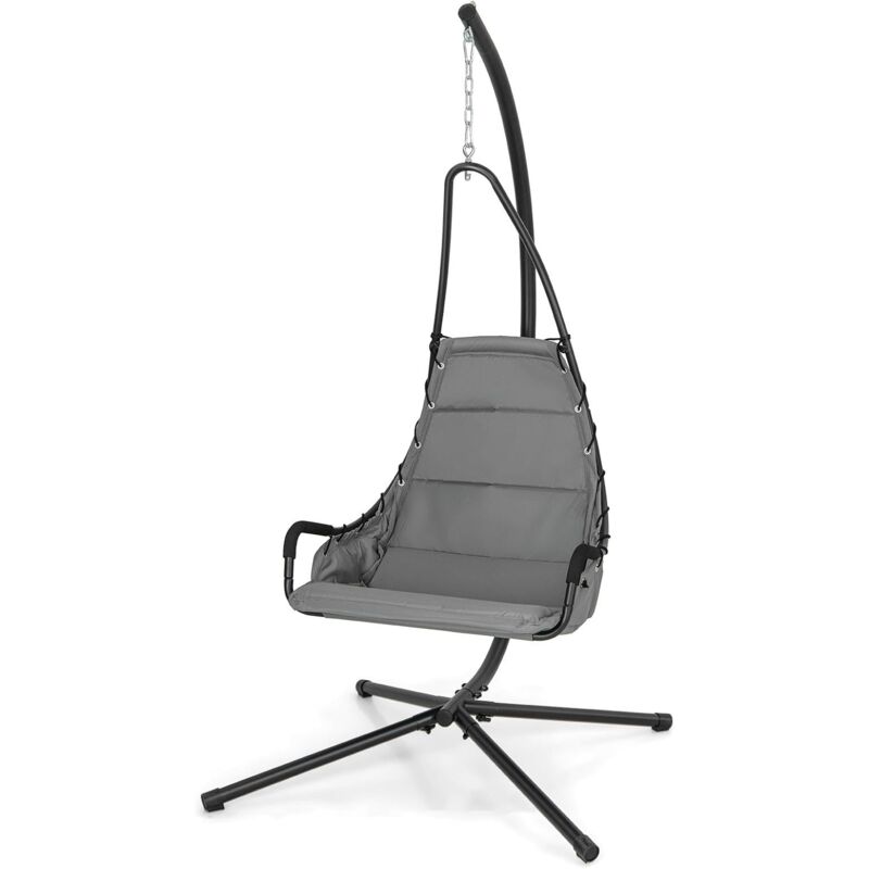Fauteuil Suspendu avec Support, Chaise Suspendue Intérieur Extérieur avec Siège Rembourré, Cadre en Métal en Forme de 'x', Chaise Hamac avec Support