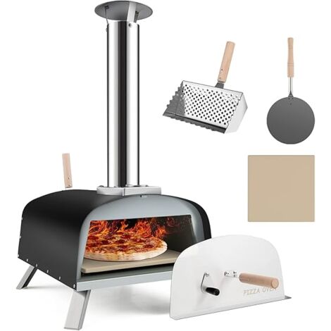 Goplus – Four à pizza d'extérieur 42 x 81 x 84,5 cm – Acier, pied pliable – Température jusqu'à 450°F – Cheminée amovible, pelle incluse