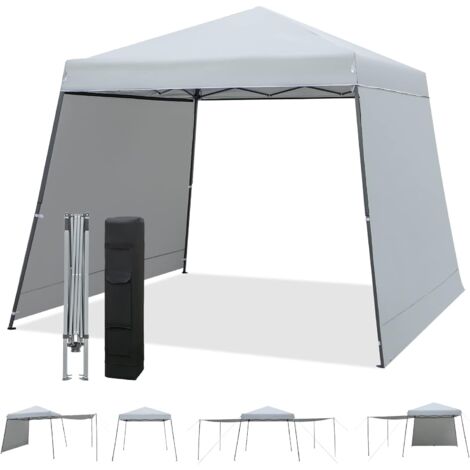 GOPLUS Gazebo da Giardino Impermeabile e Resistente ai Raggi UV, Gazebo da Giardino Regolabile in Altezza con 2 Pareti Laterali Rimovibili, Gazebo da Esterno, per Picnic, Campeggio, Barbecue, Grigio
