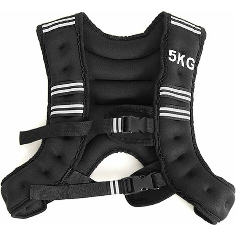 GOPLUS Gilet Leste de 5KG Reglable pour Exercices, Remplissage de Sable Ferrifere avec Sangle de Boucle Reglable et Bande Reflechissante, Veste Lestee pour Entrainement Physique Noir